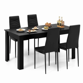 Giantex Dining Table Set for 4 or 8, Modern Rectangular Kitchen Table Set w/ PVC Leather Dining Chairs kitchen towel, placemats
