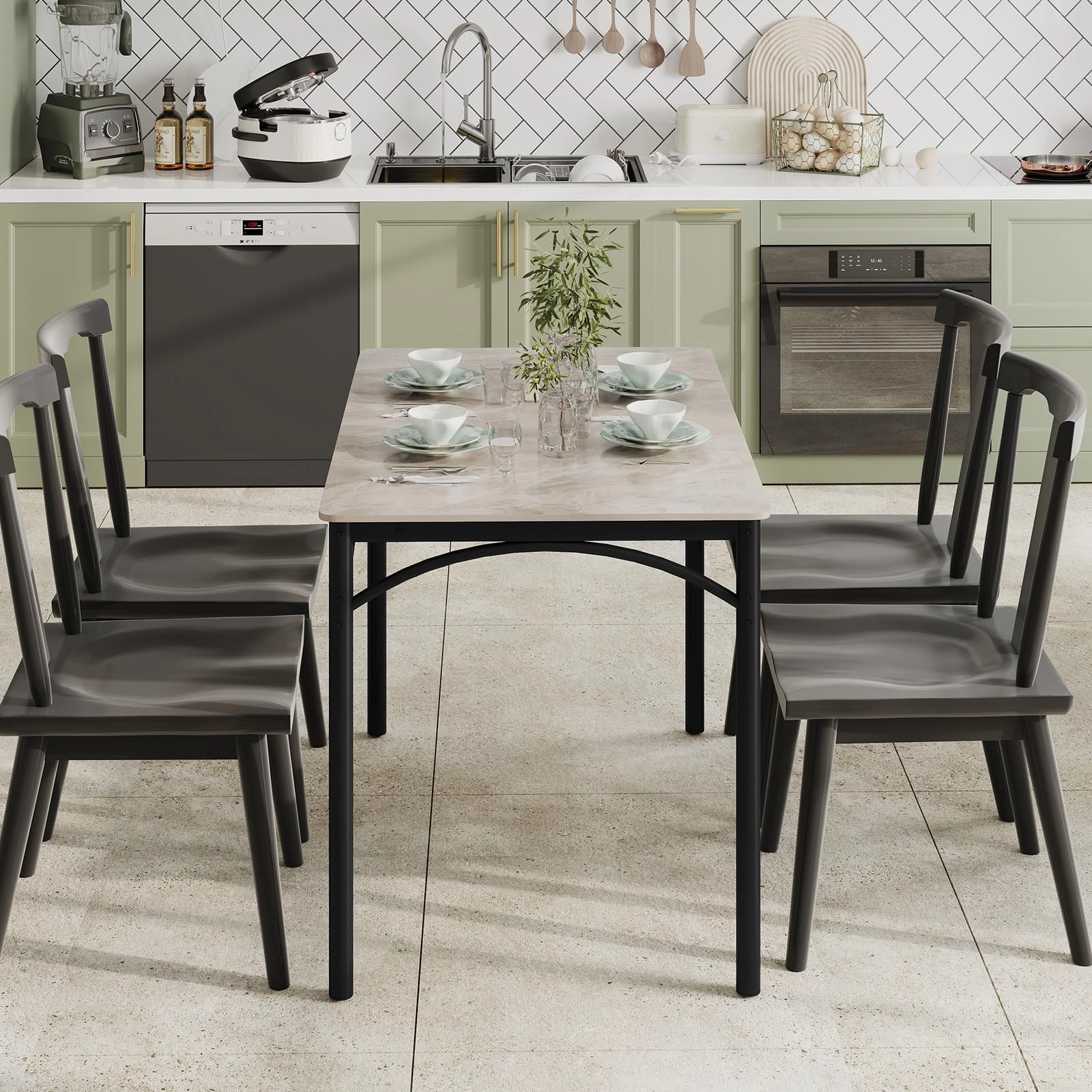 Giantex Dining Table with Large Faux Marble Tabletop