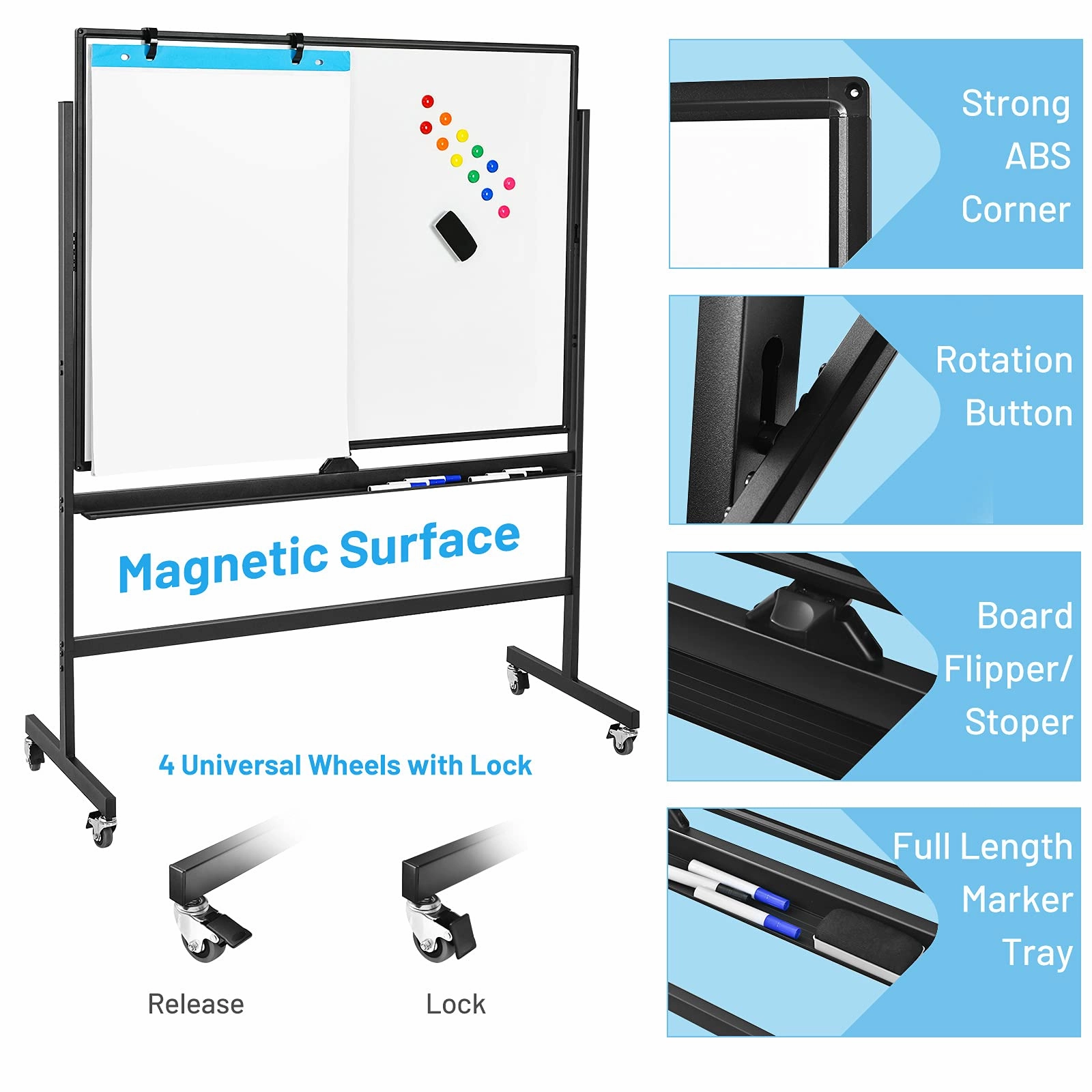 Giantex Double-Sided Magnetic Dry Erase Mobile Whiteboard