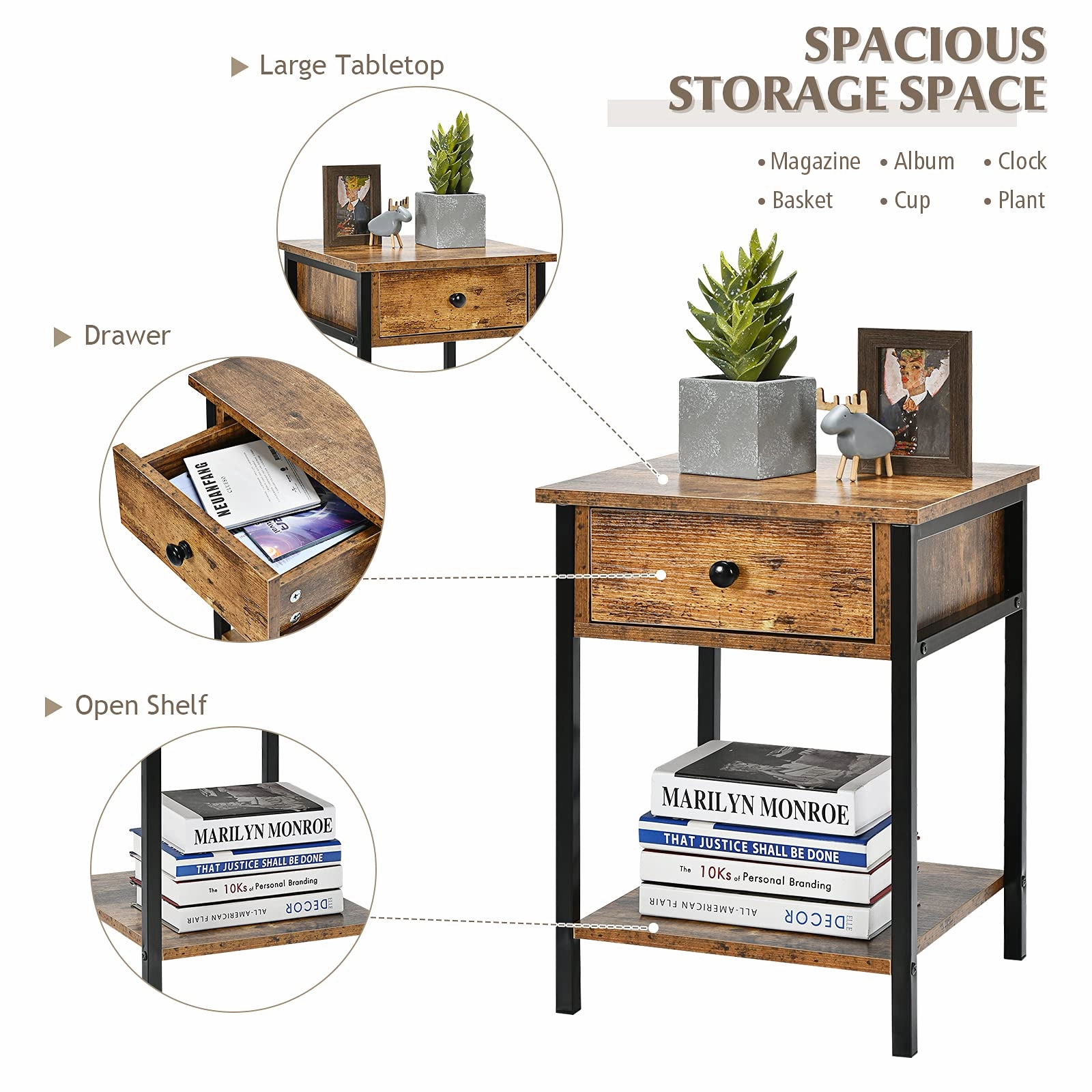 Giantex Easy Assembly Sofa Side Table