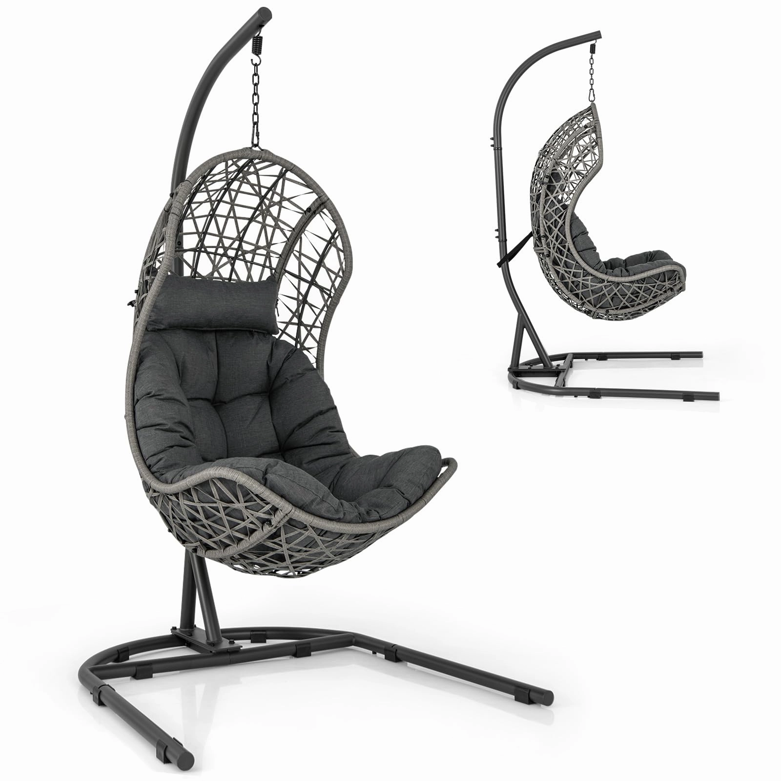 Giantex Egg Chair Outdoor Indoor - Hammock Chair with stand, Pillow, Cushion, Hanging Accessories sectional sofa, corner couch