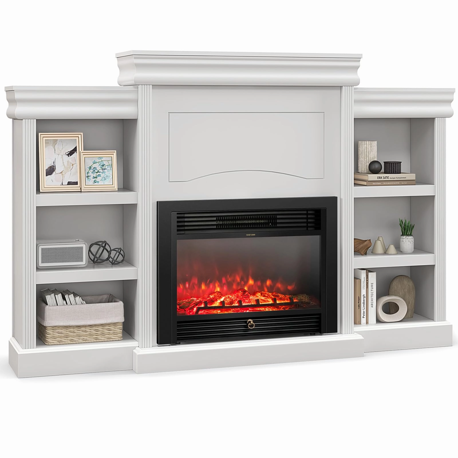 Giantex Electric Fireplace TV Stand - 1500W Electric Fireplace Inserts with 3 Flame Colors
