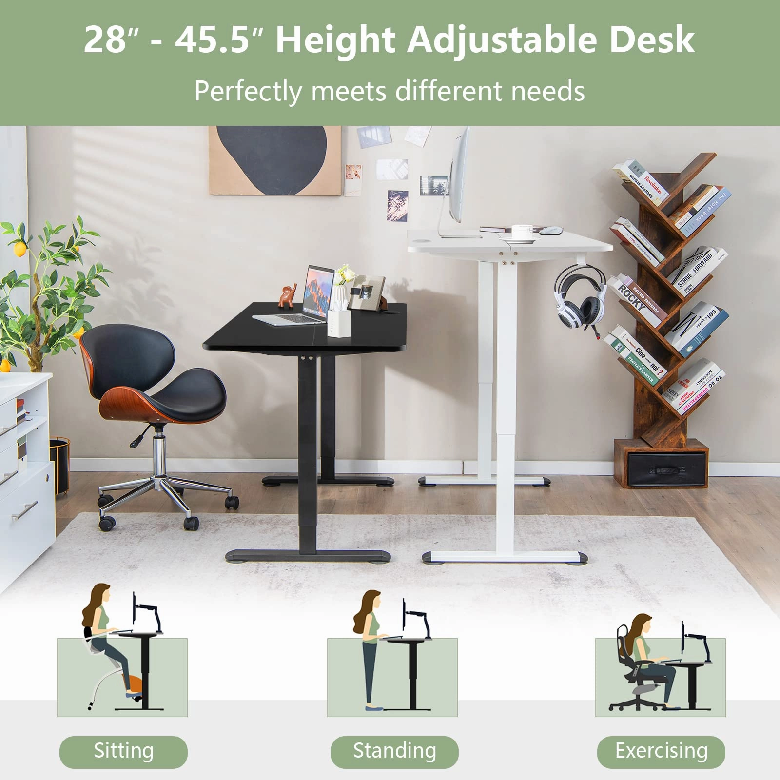 Giantex Electric Standing Desk 44 x 24 Inch, Height Adjustable Sit Stand Desk Desk