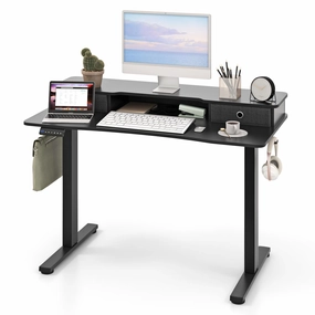 Giantex Electric Standing Desk with 2 Drawers, 48" /55"x 24" Height Adjustable Electric Stand Up Desk with Storage Shelf patio decor, garden accessories