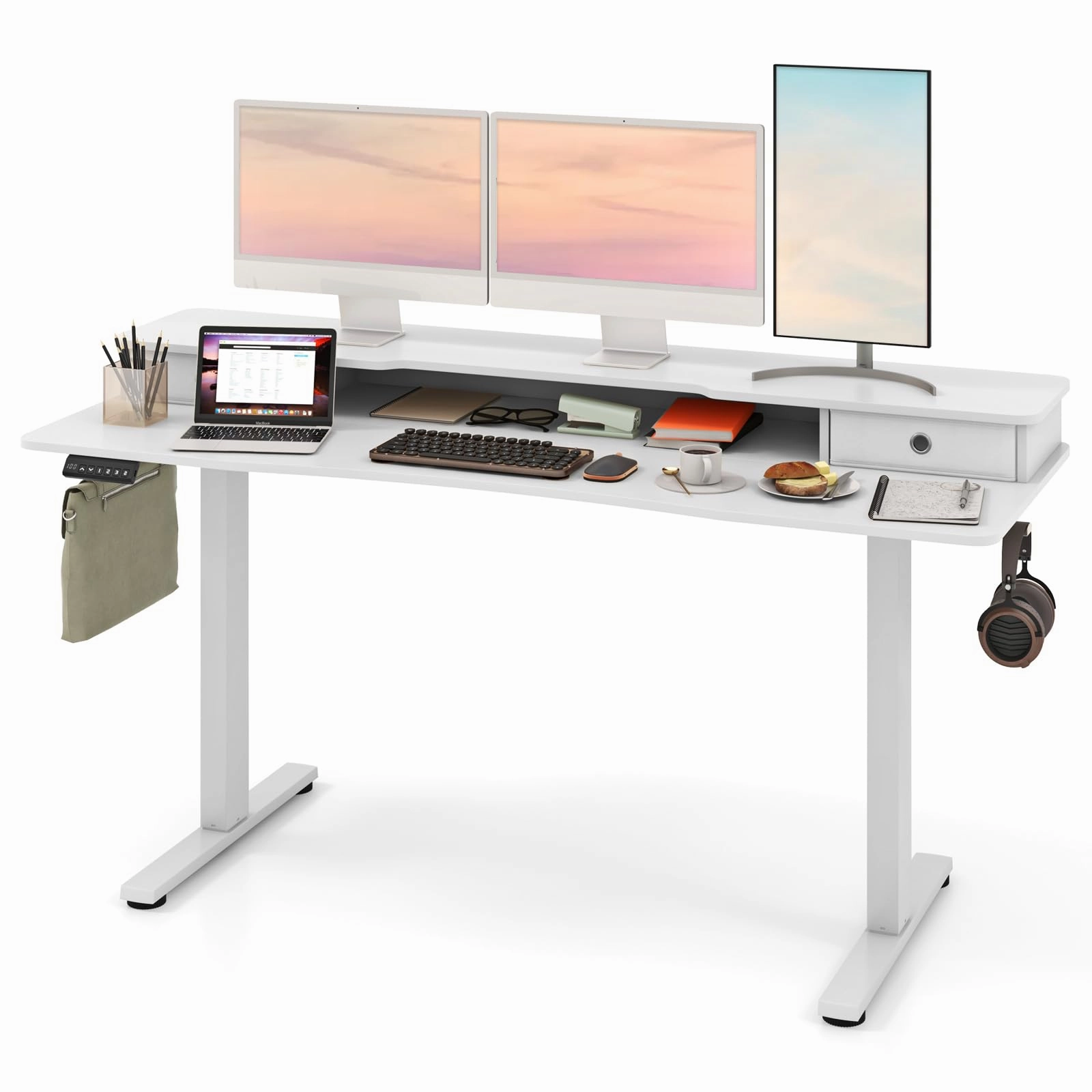 Giantex Electric Standing Desk with 2 Drawers, 63" x 24"