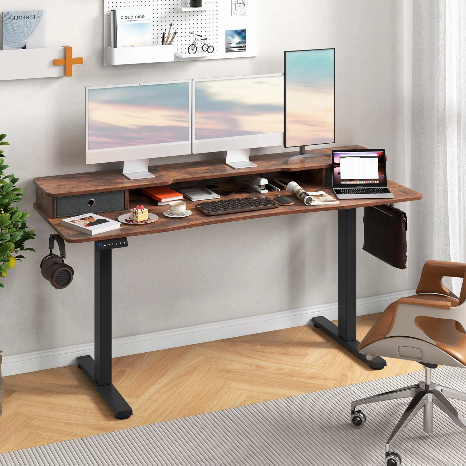 Giantex Electric Standing Desk with 2 Drawers, 63" x 24"