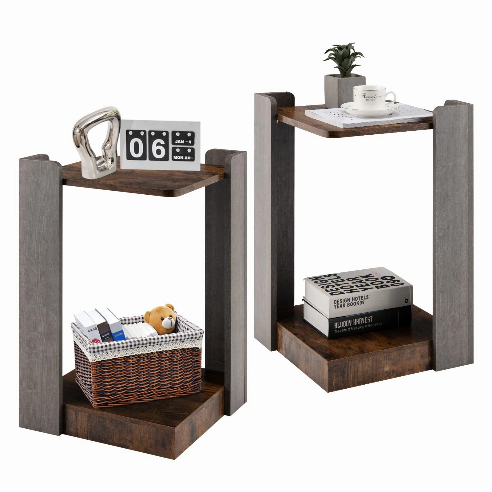 Giantex End Table, 2-Tier Side Table w/Open Storage Shelf