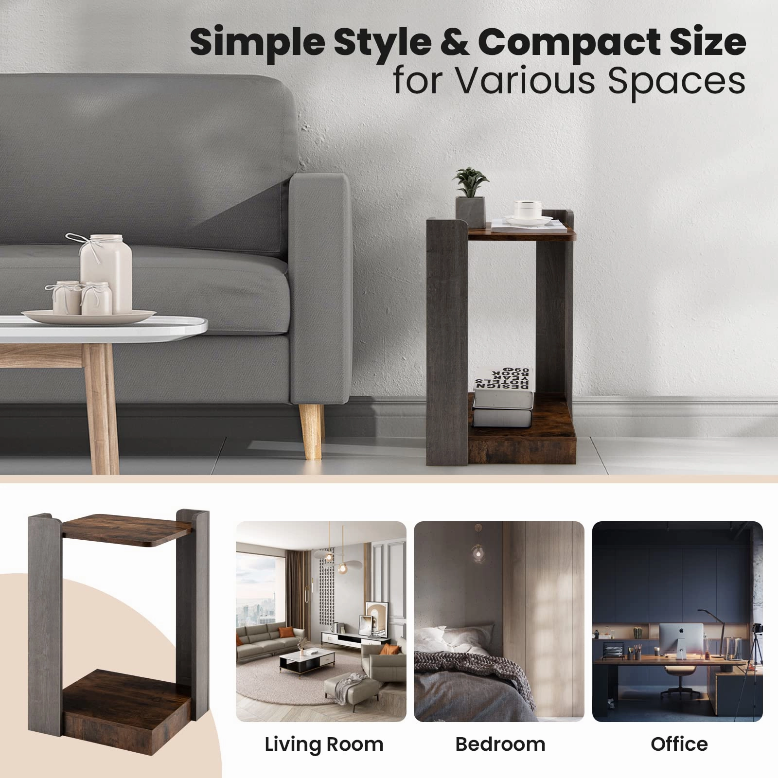 Giantex End Table, 2-Tier Side Table w/Open Storage Shelf