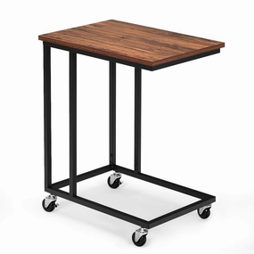 Giantex End Table Accent Sofa Side Table Wooden Rectangle Telephone Table with Rolling Casters entry bench, mudroom storage