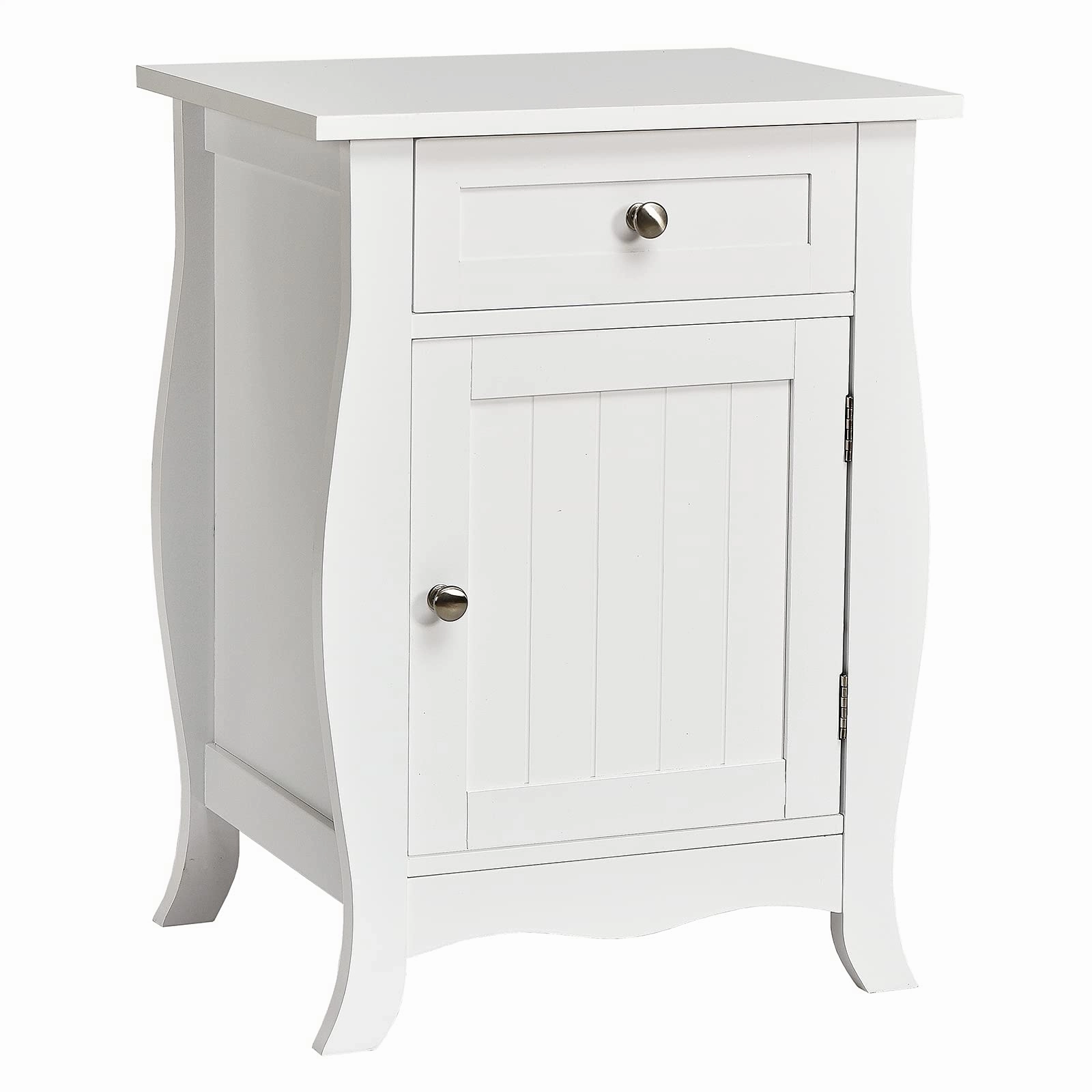Giantex End Table Accent Storage Floor Cabinet, Wooden Nightstand with Drawer throw pillow, fuzzy blanket