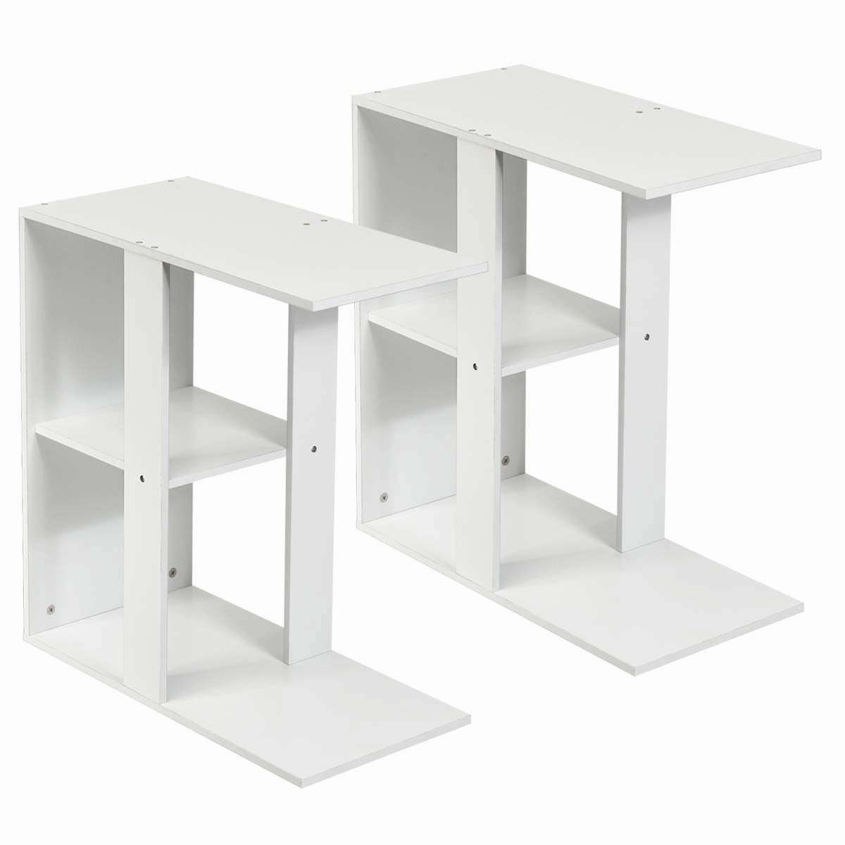 Giantex End Table C Shaped Side Table with Storage Shelf Snack Table TV Tray for Coach