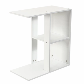 Giantex End Table C Shaped Side Table with Storage Shelf Snack Table TV Tray for Coach entry bench, mudroom storage