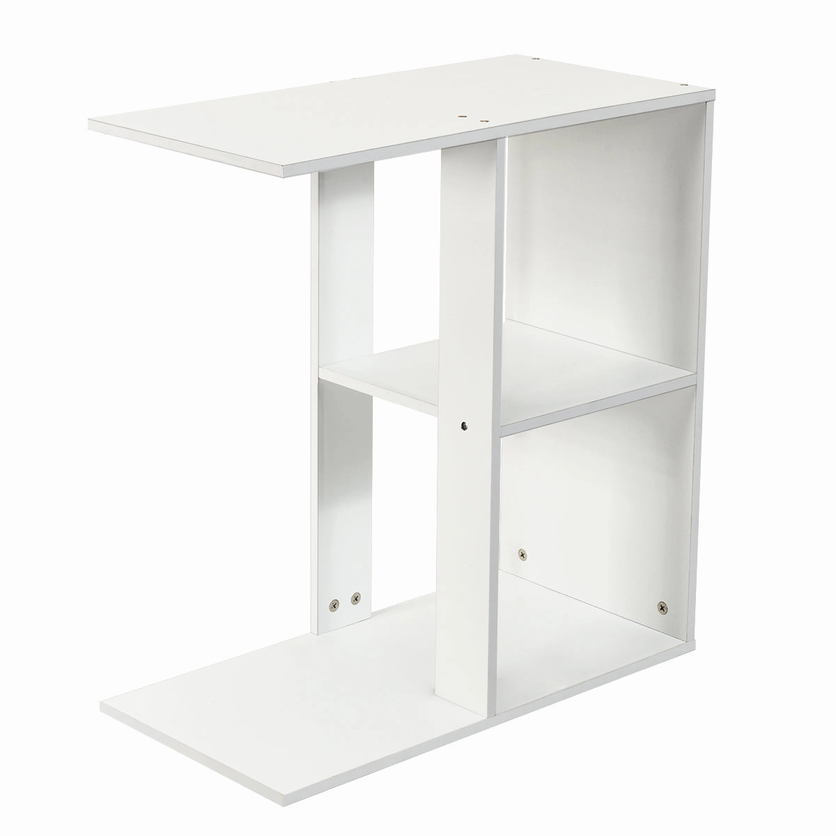 Giantex End Table C Shaped Side Table with Storage Shelf Snack Table TV Tray for Coach throw pillow, fuzzy blanket