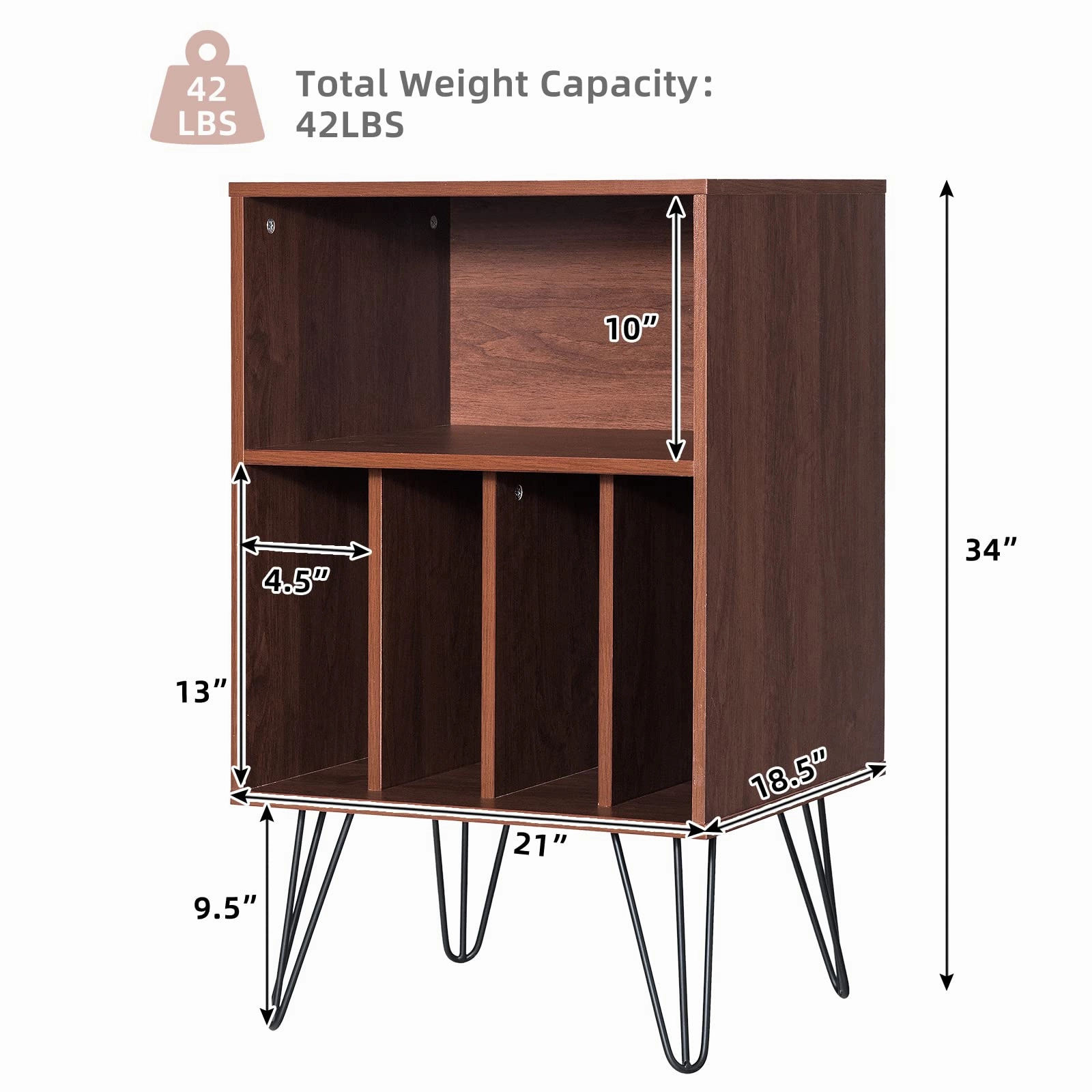 Giantex End Table Record Player Stand, Turntable Stand Record Storage Cabinet