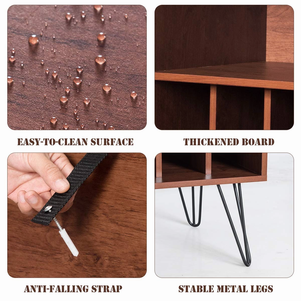 Giantex End Table Record Player Stand, Turntable Stand Record Storage Cabinet