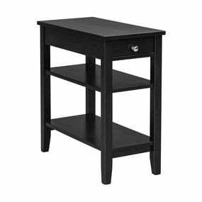 Giantex End Table Sofa Side Table with Drawer, 3-Tier Nightstand with Storage Shelves throw pillow, fuzzy blanket