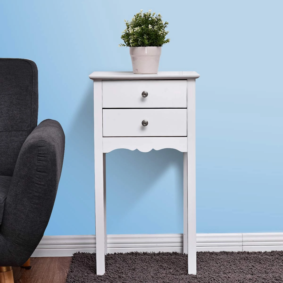 Giantex End Table w/ 2 Drawers Side Table Nightstand Multi-Purpose Accent Table Living Room Bedroom Home Furniture