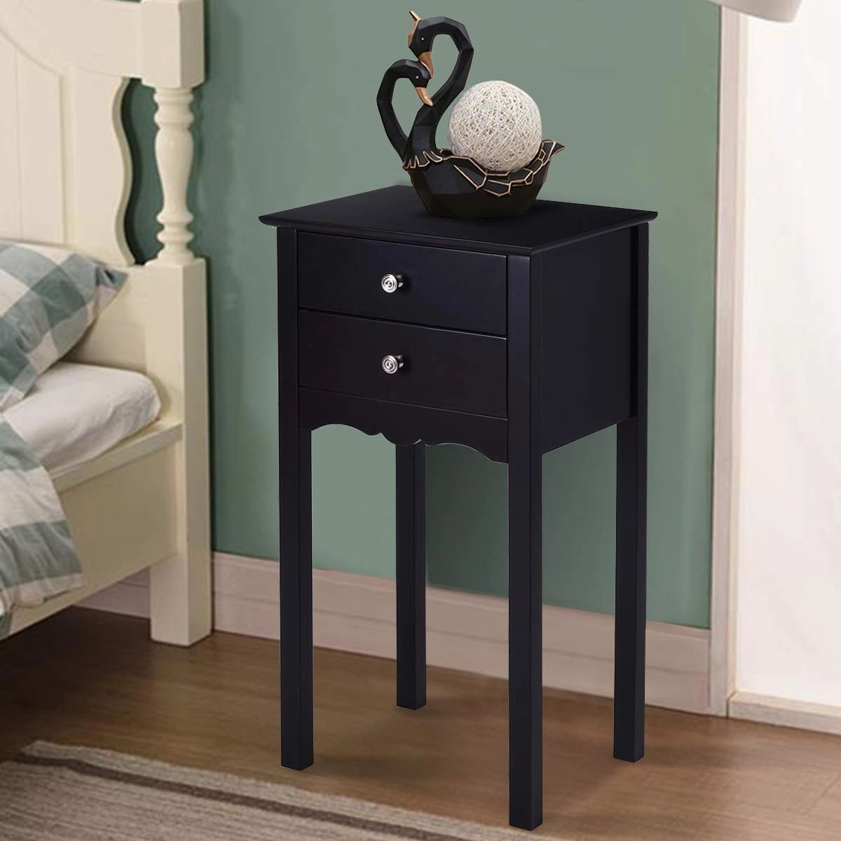 Giantex End Table w/ 2 Drawers Side Table Nightstand Multi-Purpose Accent Table Living Room Bedroom Home Furniture
