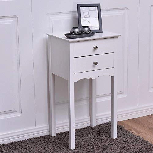 Giantex End Table w/ 2 Drawers Side Table Nightstand Multi-Purpose Accent Table Living Room Bedroom Home Furniture