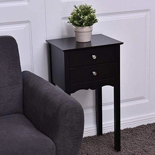 Giantex End Table w/ 2 Drawers Side Table Nightstand Multi-Purpose Accent Table Living Room Bedroom Home Furniture