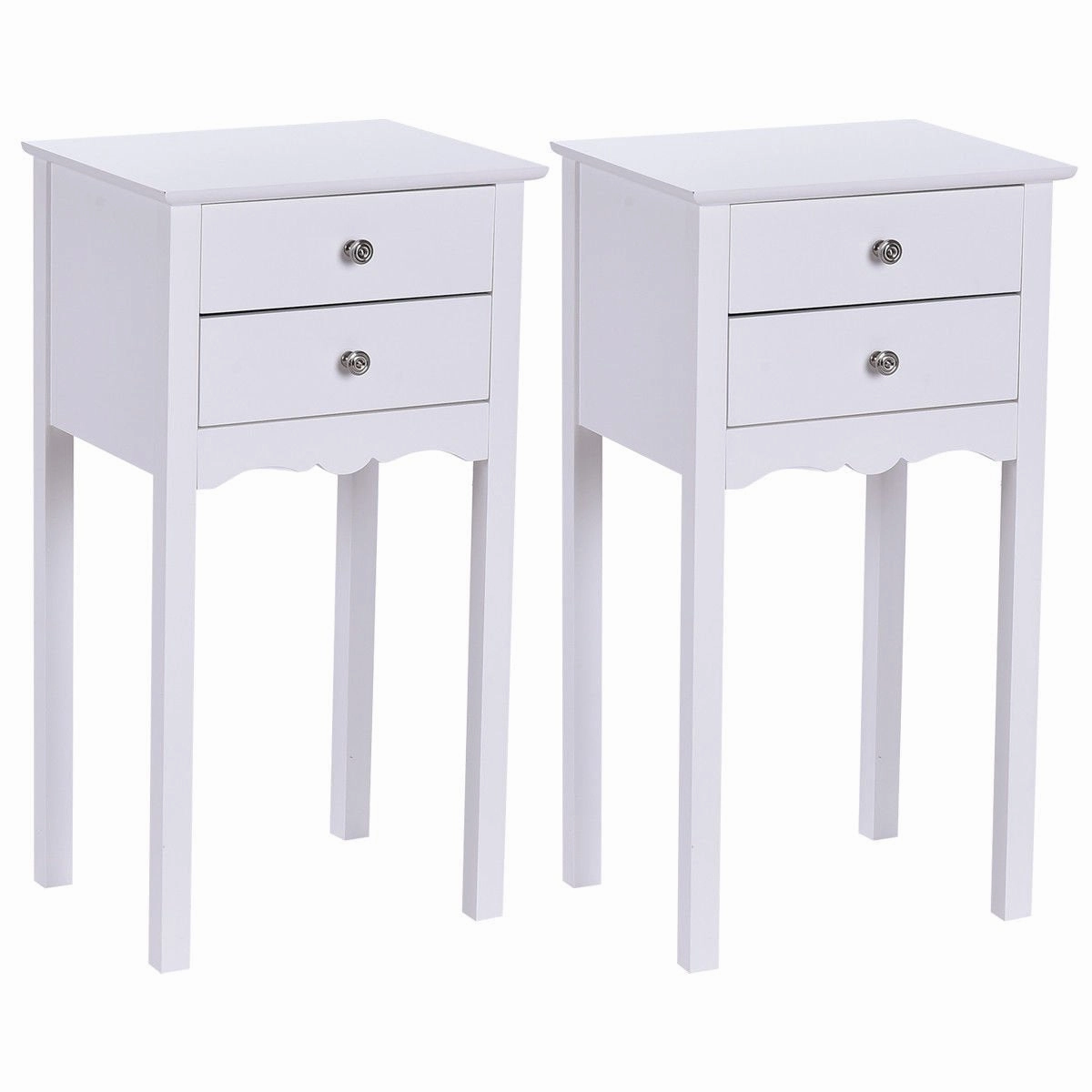 Giantex End Table w/ 2 Drawers Side Table Nightstand Multi-Purpose Accent Table Living Room Bedroom Home Furniture