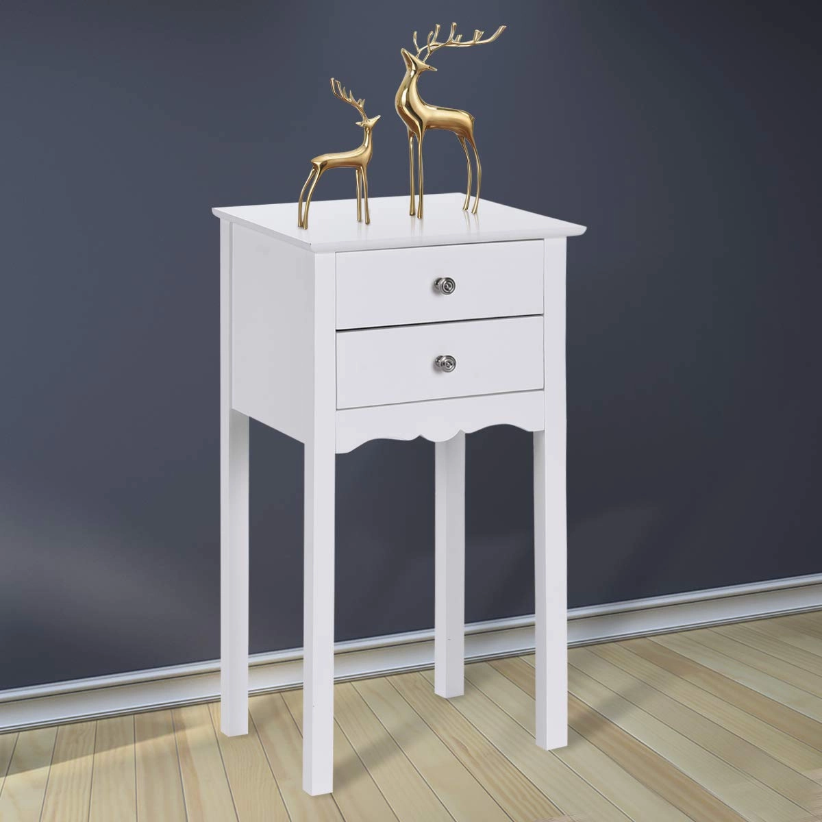 Giantex End Table w/ 2 Drawers Side Table Nightstand Multi-Purpose Accent Table Living Room Bedroom Home Furniture