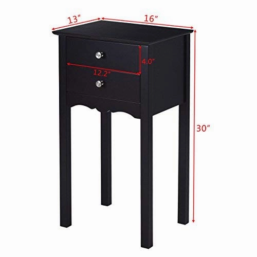 Giantex End Table w/ 2 Drawers Side Table Nightstand Multi-Purpose Accent Table Living Room Bedroom Home Furniture