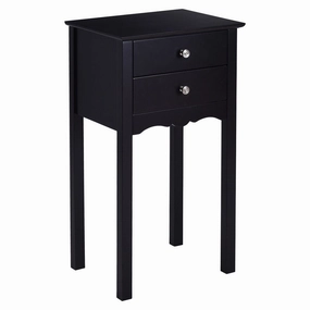 Giantex End Table w/ 2 Drawers Side Table Nightstand Multi-Purpose Accent Table Living Room Bedroom Home Furniture throw pillow, fuzzy blanket