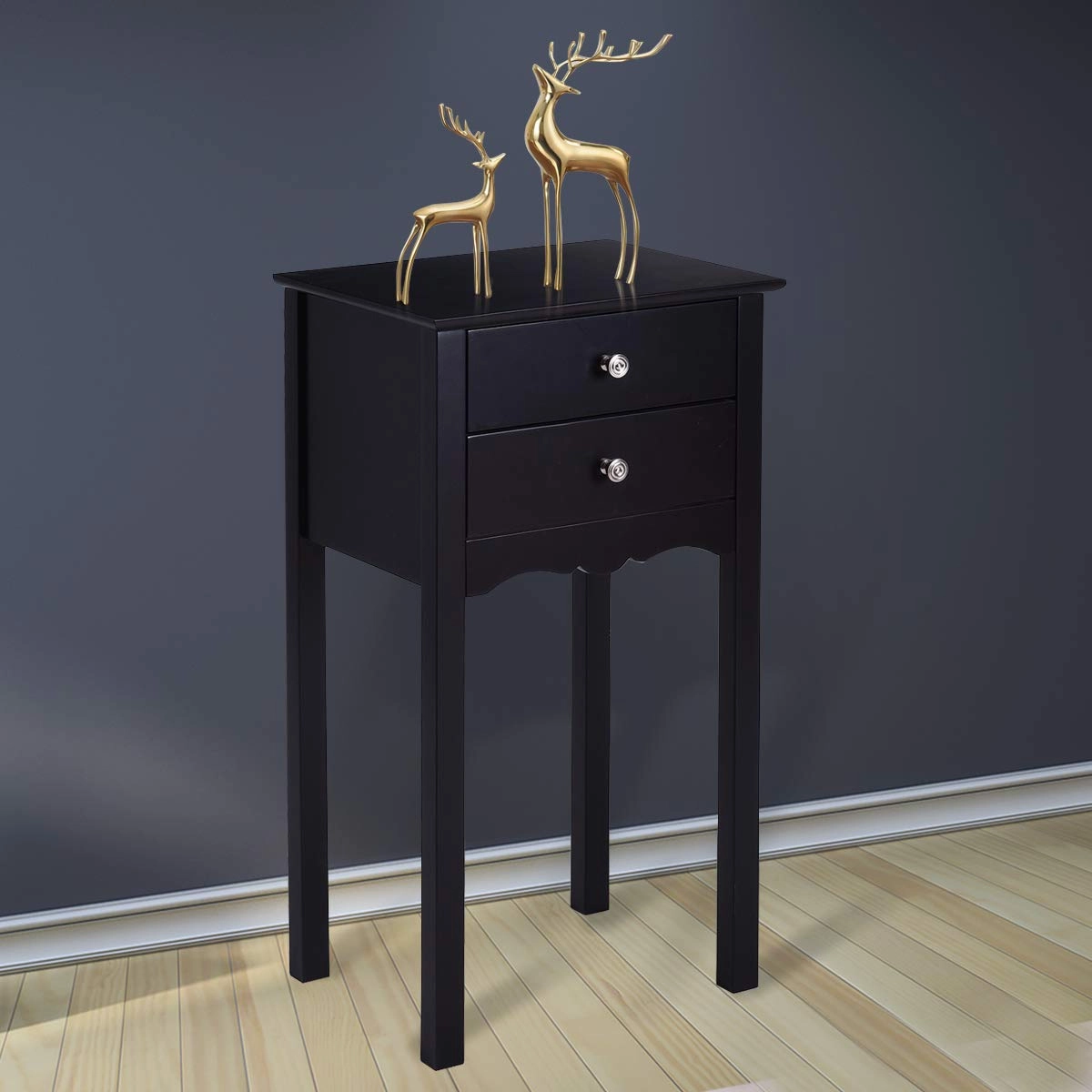 Giantex End Table w/ 2 Drawers Side Table Nightstand Multi-Purpose Accent Table Living Room Bedroom Home Furniture