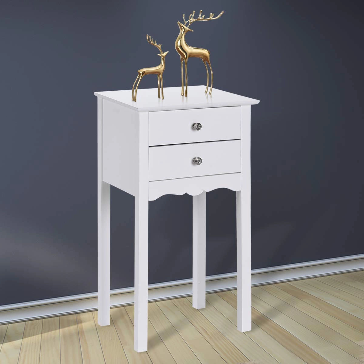 Giantex End Table w/ 2 Drawers Side Table Nightstand Multi-Purpose Accent Table Living Room Bedroom Home Furniture