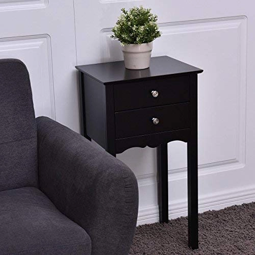 Giantex End Table w/ 2 Drawers Side Table Nightstand Multi-Purpose Accent Table Living Room Bedroom Home Furniture