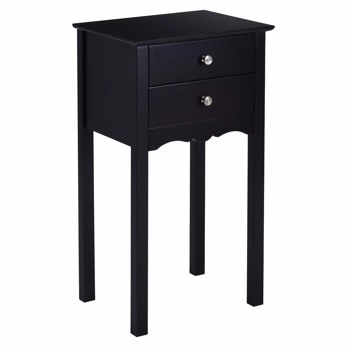 Giantex End Table w/ 2 Drawers Side Table Nightstand Multi-Purpose Accent Table Living Room Bedroom Home Furniture throw pillow, fuzzy blanket