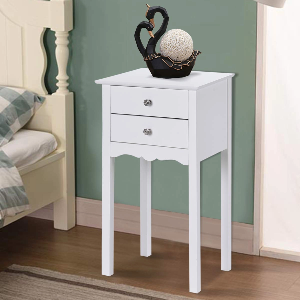 Giantex End Table w/ 2 Drawers Side Table Nightstand Multi-Purpose Accent Table Living Room Bedroom Home Furniture