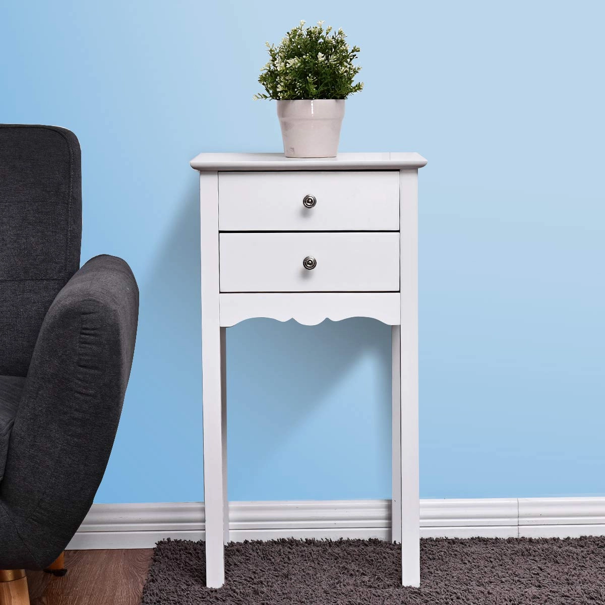 Giantex End Table w/ 2 Drawers Side Table Nightstand Multi-Purpose Accent Table Living Room Bedroom Home Furniture