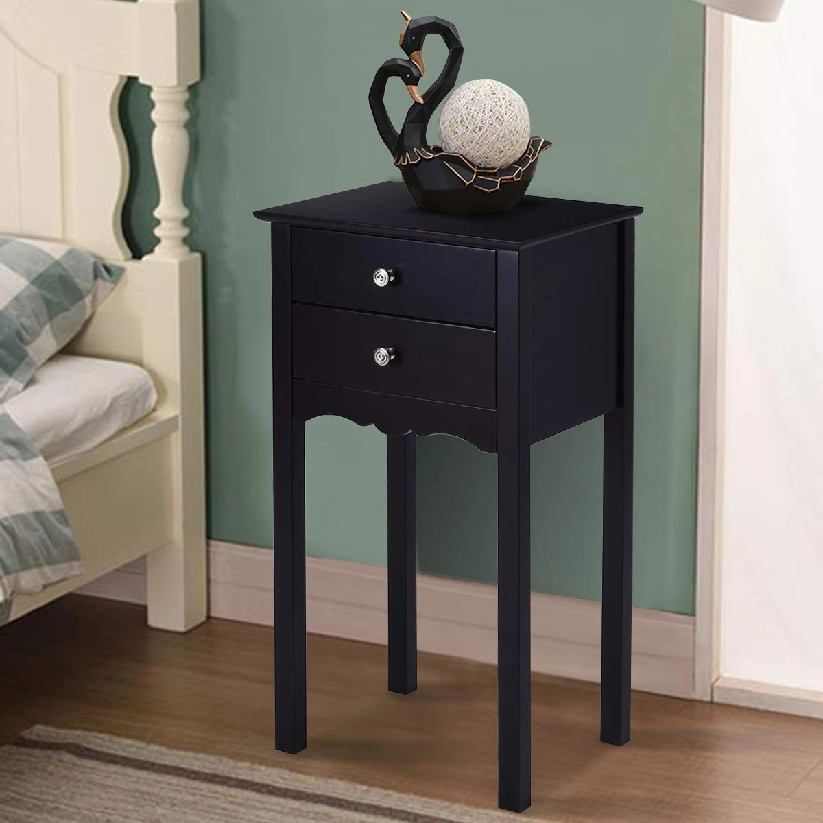Giantex End Table w/ 2 Drawers Side Table Nightstand Multi-Purpose Accent Table Living Room Bedroom Home Furniture