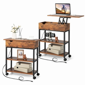 Giantex End Table with Charging Station - Lift Top Narrow Side Table entry bench, mudroom storage