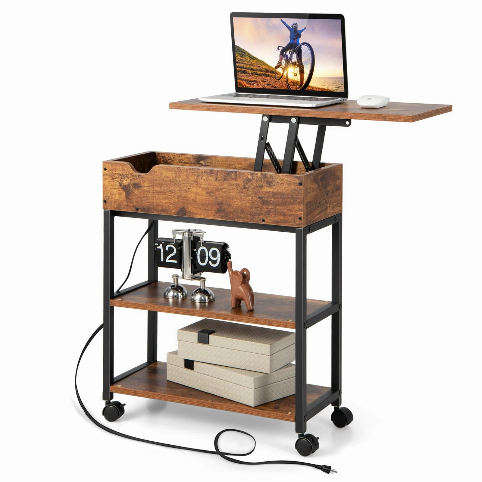 Giantex End Table with Charging Station - Lift Top Narrow Side Table