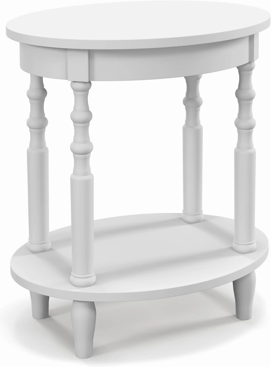 Giantex End Table with Storage Shelf Set of 2, 24.5" Oval Round Side Table with Solid Wood Legs