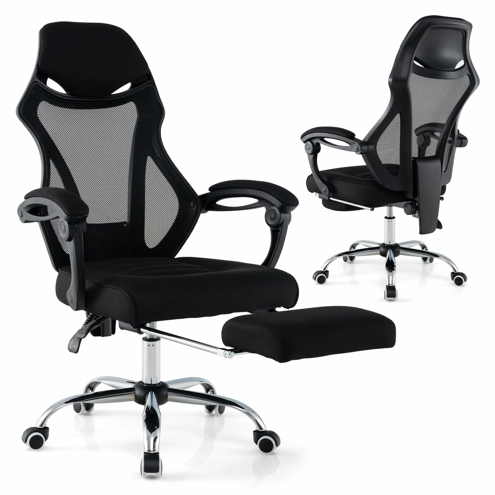 Giantex Ergonomic Desk Chair with Footrest, Mesh Office Chair with Height-Adjustable & Tilting Backrest outdoor dining set, patio table