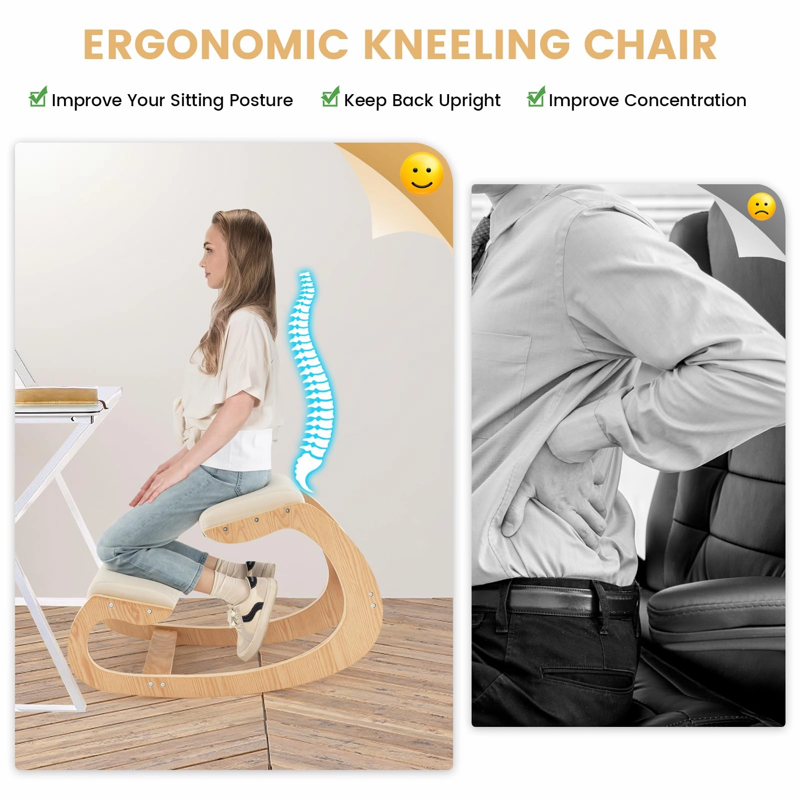 Giantex Ergonomic Kneeling Chair, Posture Chair for Desk with Cushion