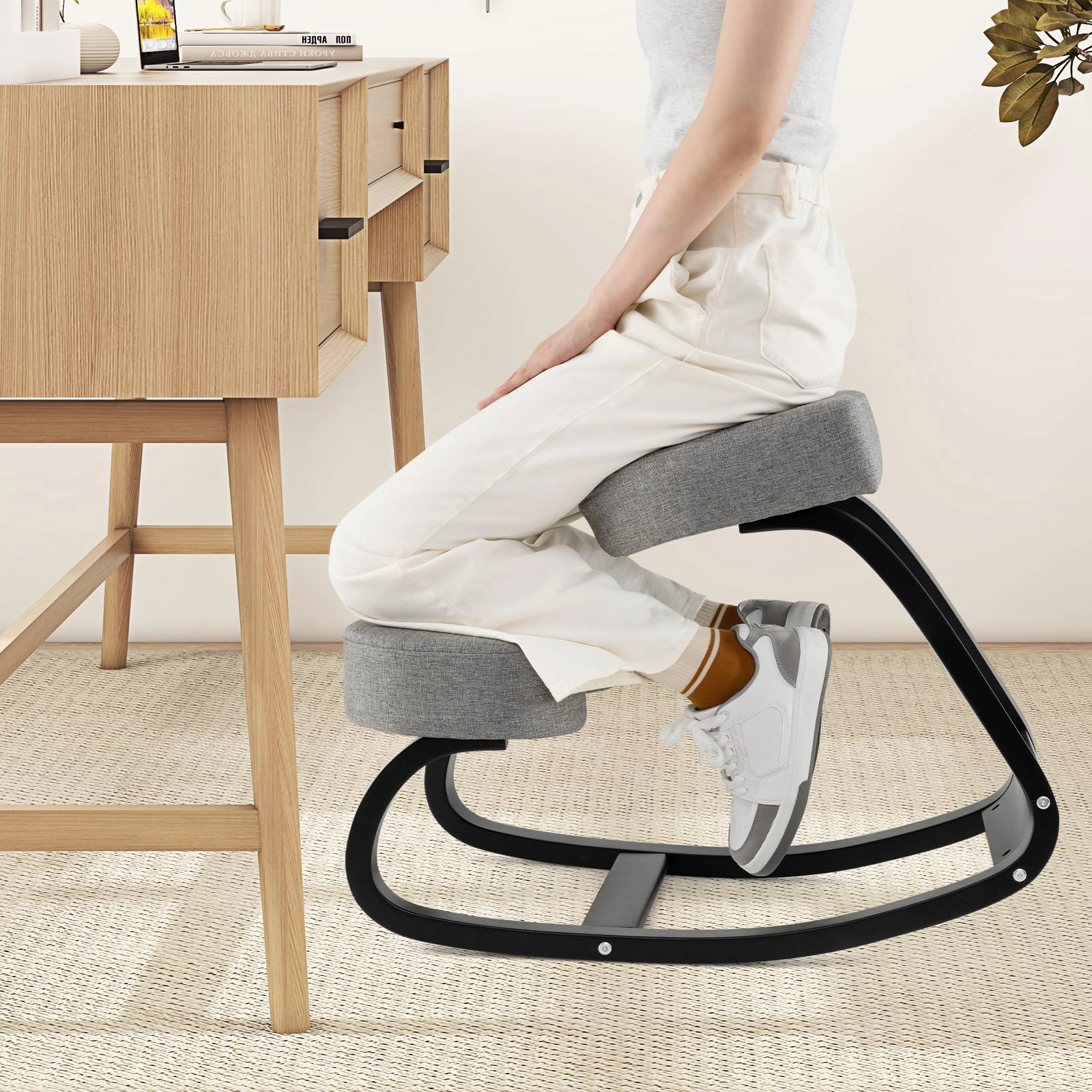 Giantex Ergonomic Kneeling Chair, Rocking Posture Chair with Padded Cushion