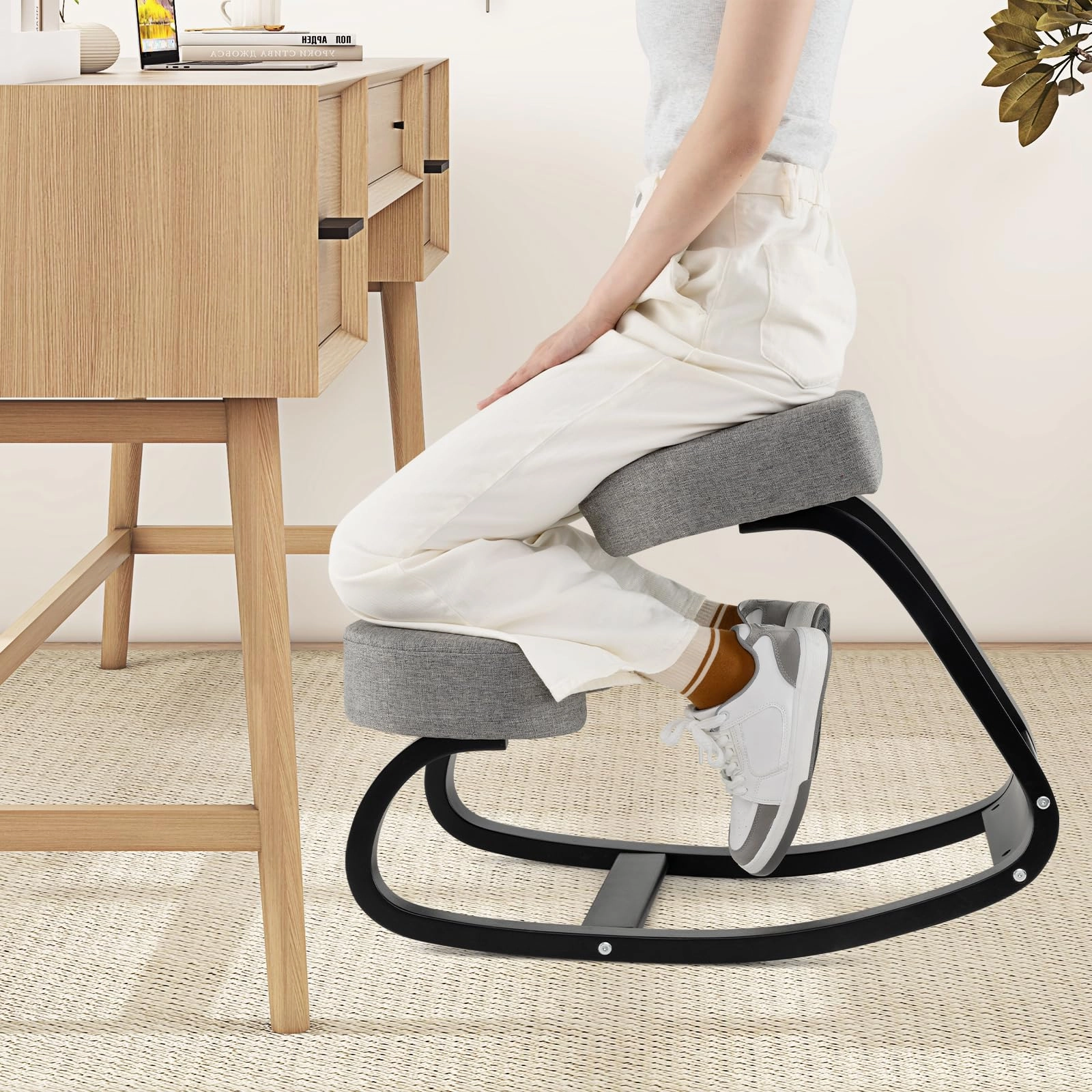 Giantex Ergonomic Kneeling Chair, Rocking Posture Chair with Padded Cushion
