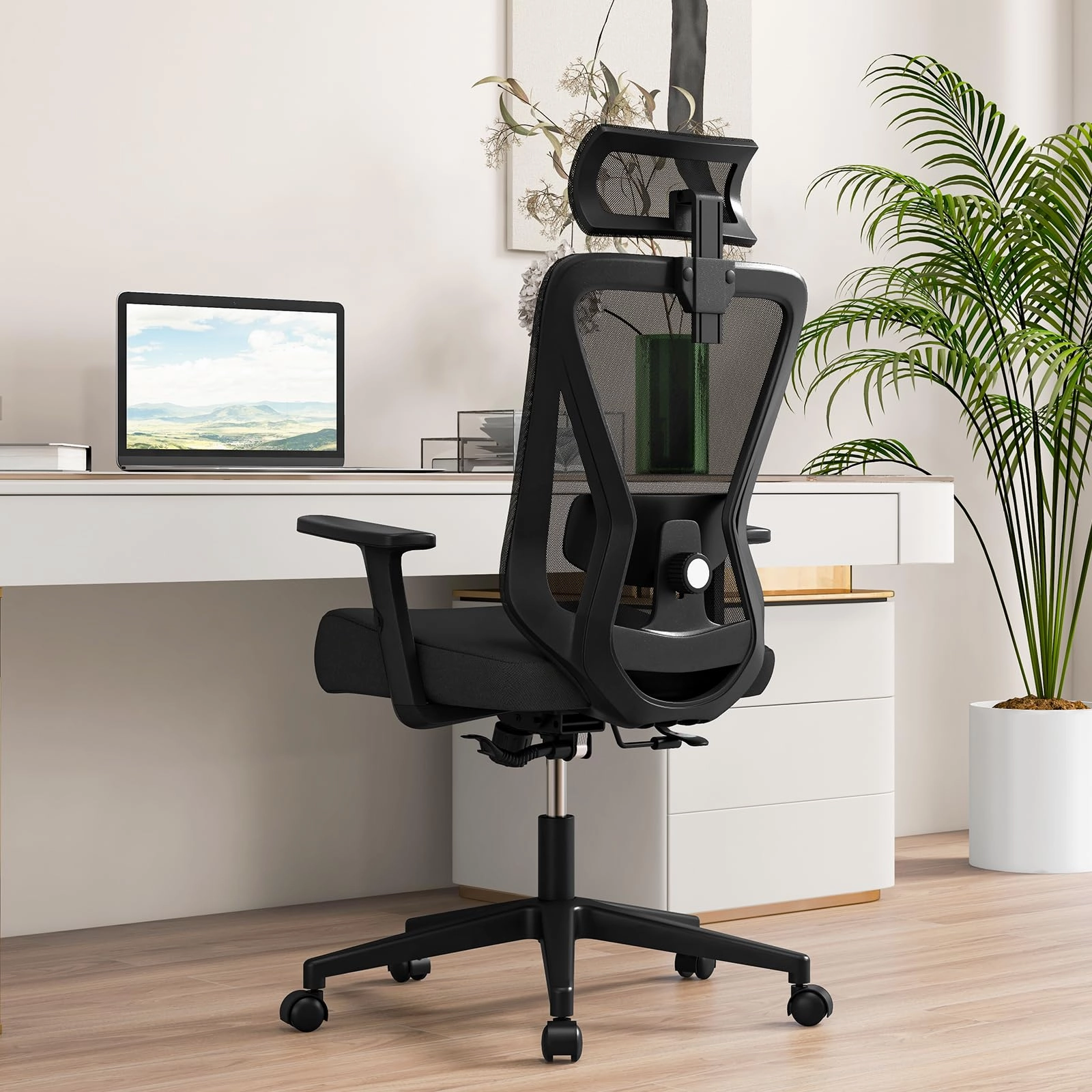 Giantex Ergonomic Mesh Office Chair, Height Adjustable Swivel Task Chair with Reclining Backrest, Adjustable Lumbar Support