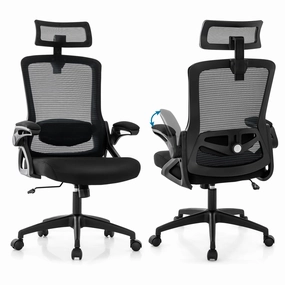 Giantex Ergonomic Mesh Office Chair, High Back Desk Chair with Adjustable Headrest, Lumbar Support office supplies, stationery
