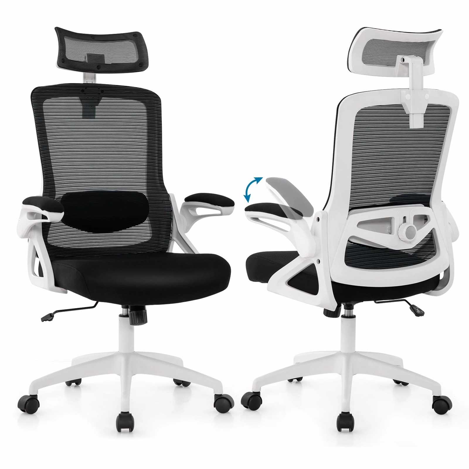 Giantex Ergonomic Mesh Office Chair, High Back Desk Chair with Adjustable Headrest, Lumbar Support