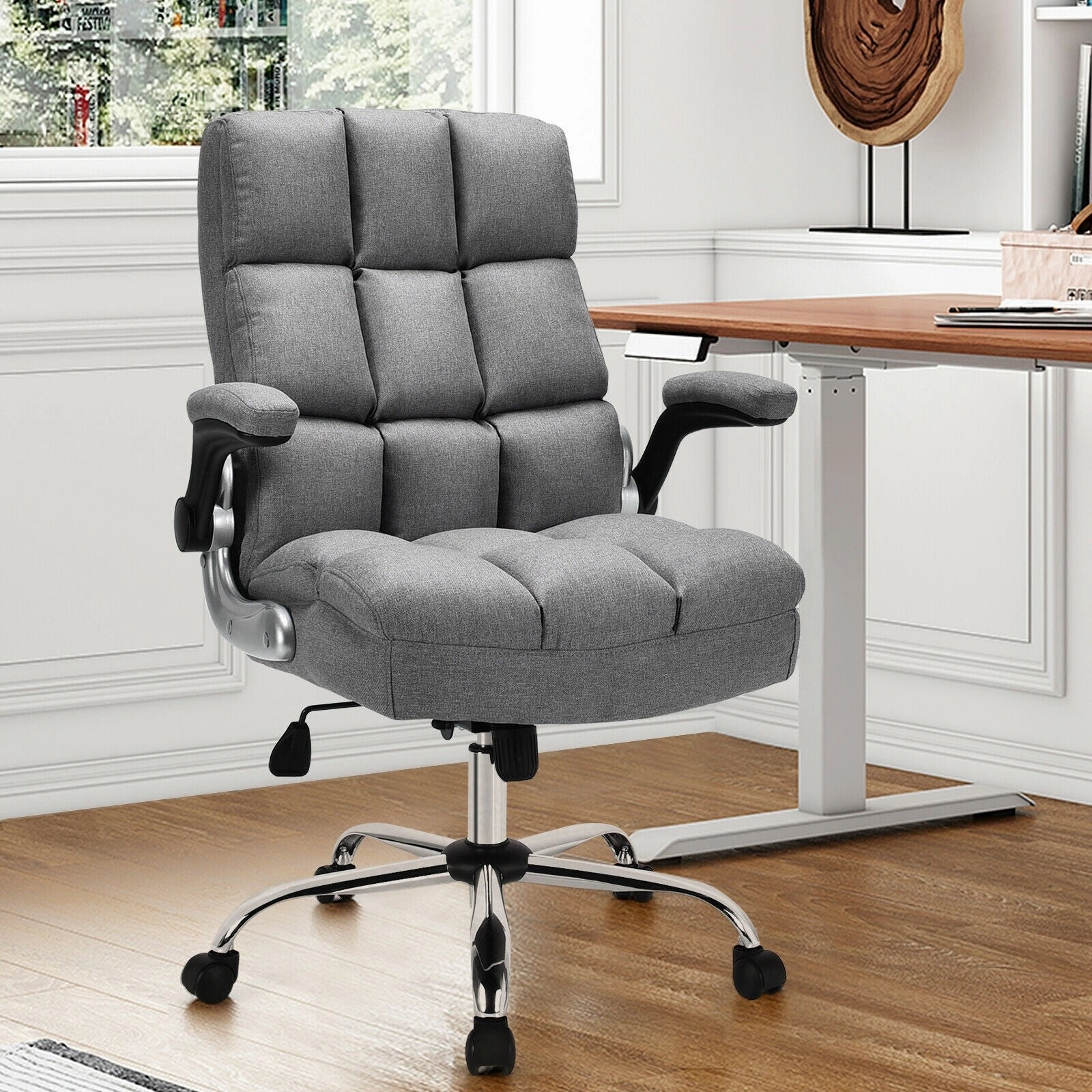 Giantex Executive Office Chair,Adjustable Tilt Angle and Flip-up