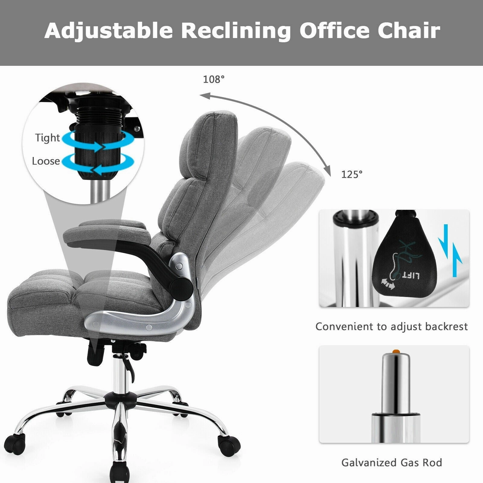 Giantex Executive Office Chair,Adjustable Tilt Angle and Flip-up