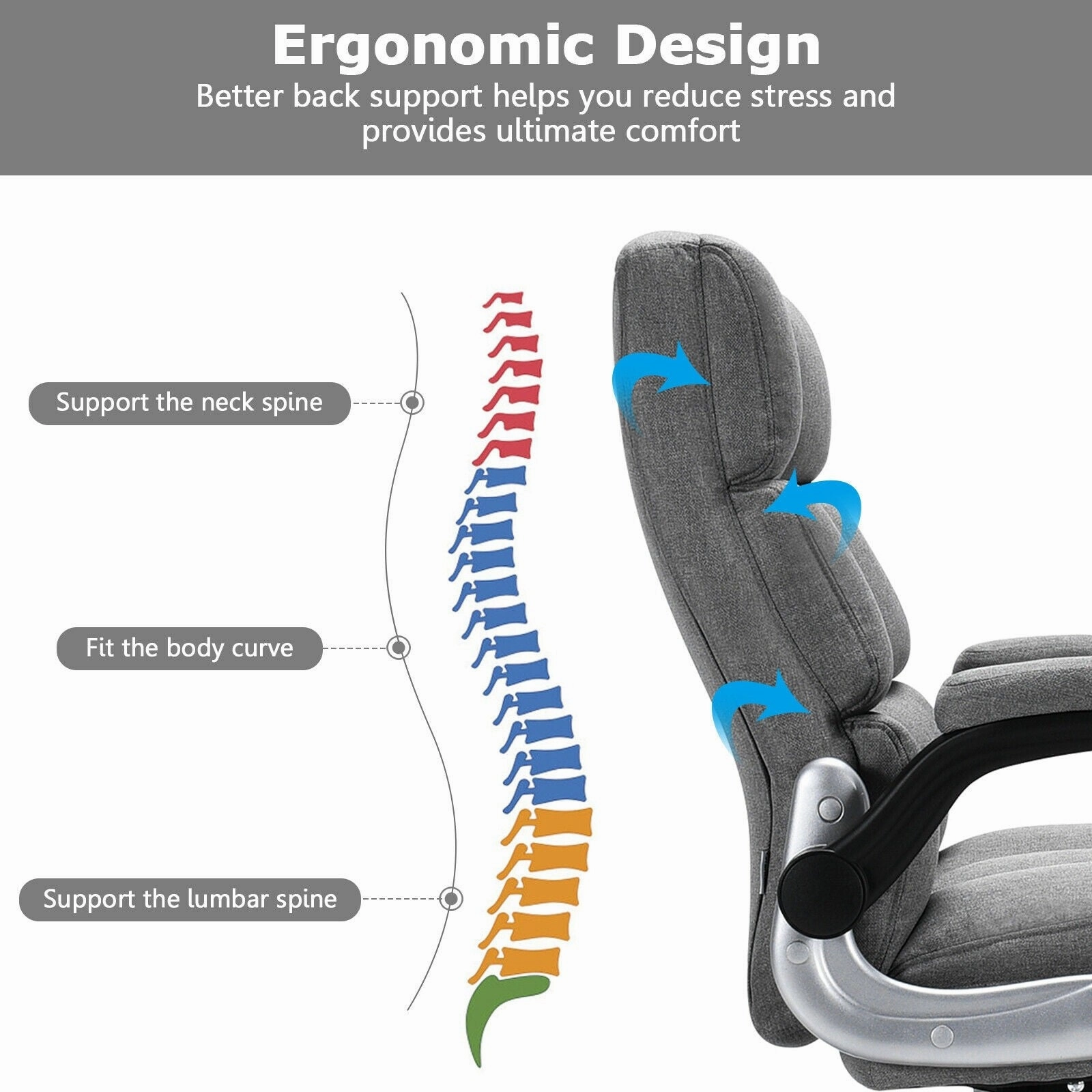 Giantex Executive Office Chair,Adjustable Tilt Angle and Flip-up