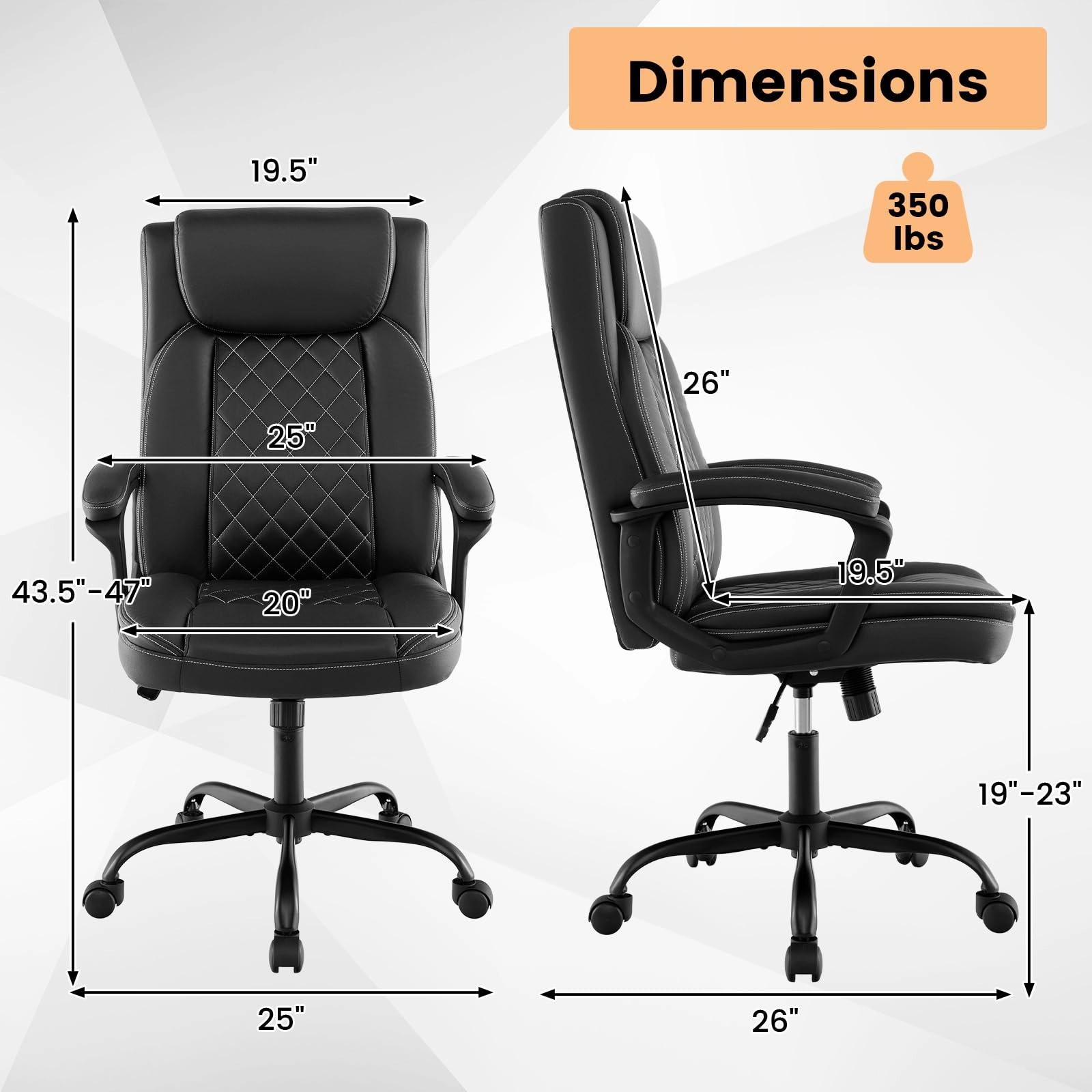Giantex Executive Office Chair, Leather Like Desk Chair with Thick Headrest Cushion & Padded Armrests, Black