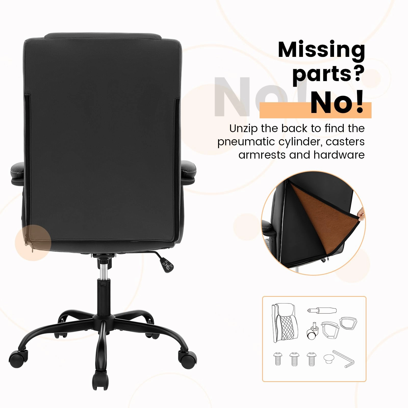 Giantex Executive Office Chair, Leather Like Desk Chair with Thick Headrest Cushion & Padded Armrests, Black
